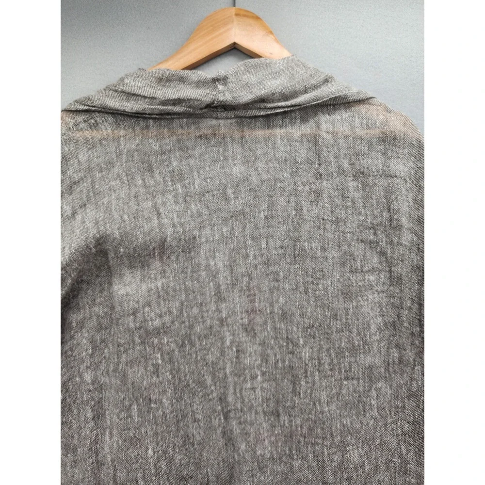 Pure Jill J. Jill 100% Linen Cardigan XS‎ Brown Marl Open Front Longline Sweater